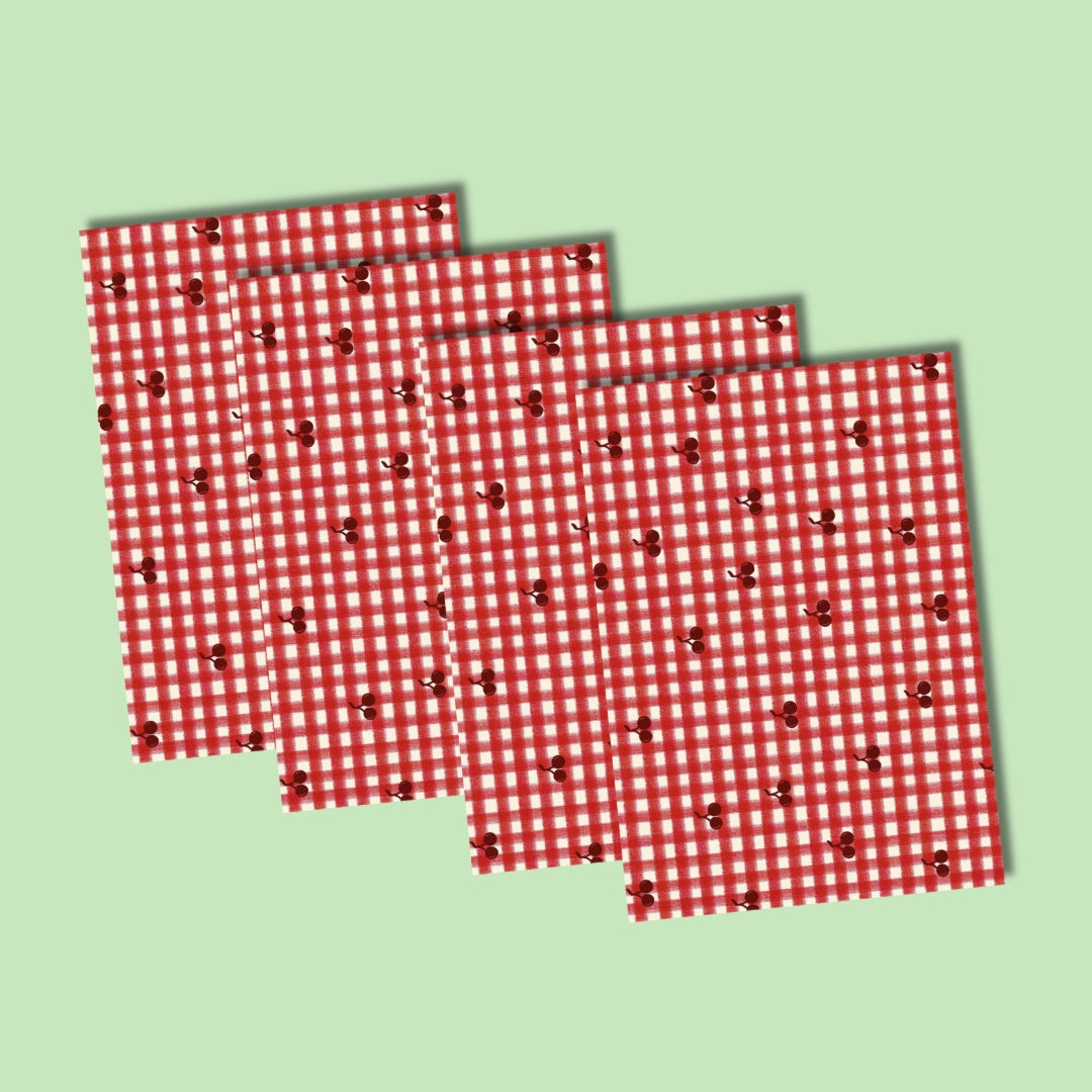 Self Adhesive Craft Paper Pack of 4 - Single designs Red cherries