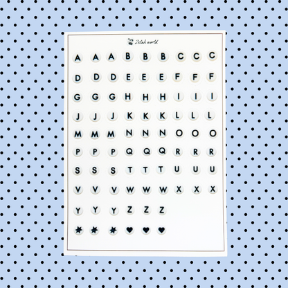 Letter Bead Clear Vinyl Sticker Sheet