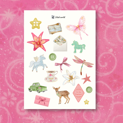 Whimsical Sticker Sheet 15+ Stickers