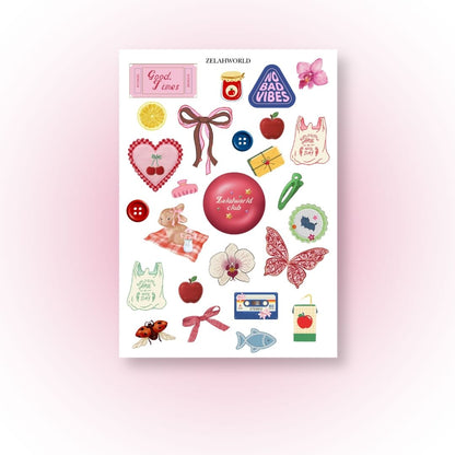 Whimsical Scrap Journal Sticker Sheet 20+ Stickers