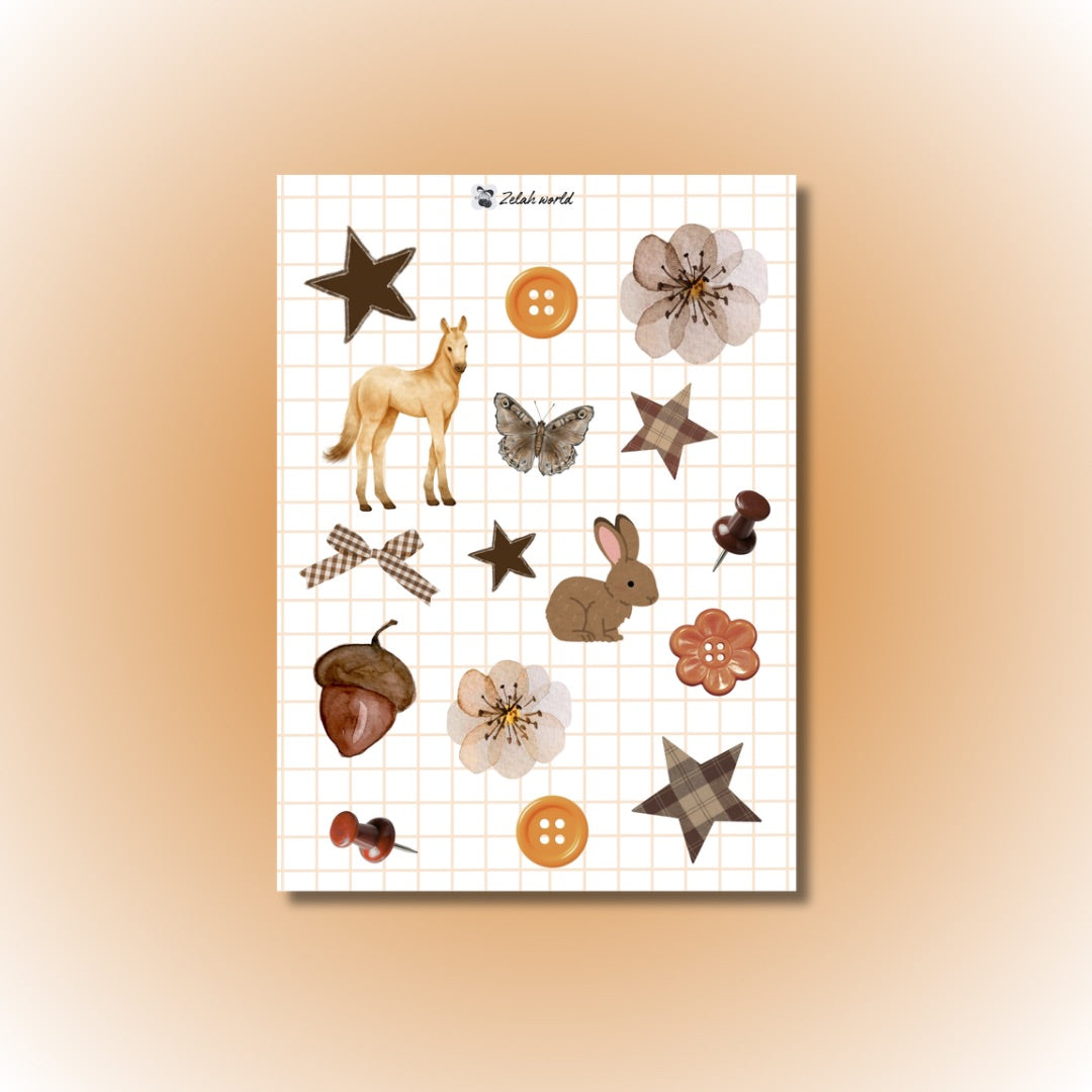 Autumn sticker sheet, curated in-house