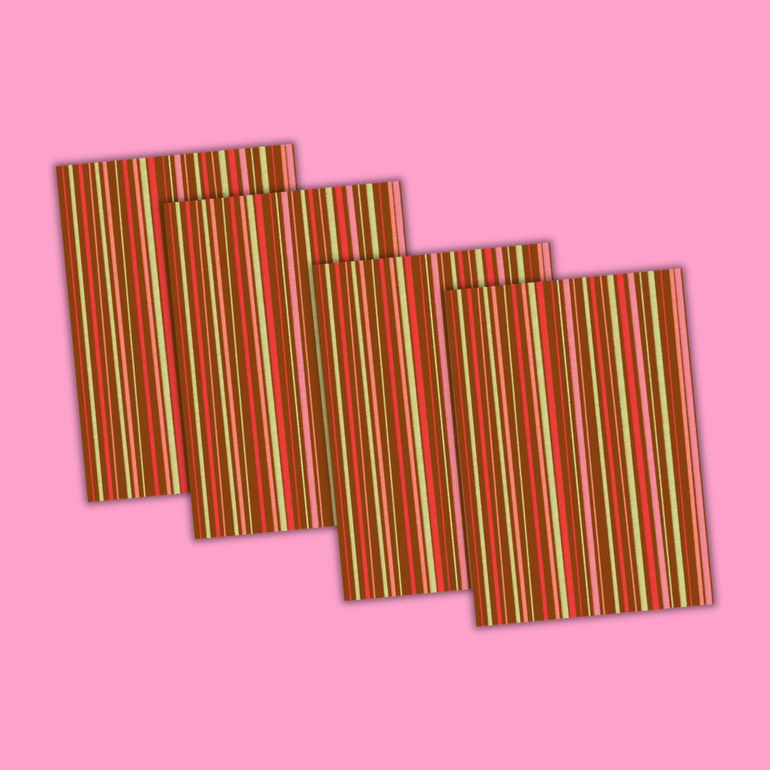 Self Adhesive Craft Paper Pack of 4 - Single designs Brown stripes