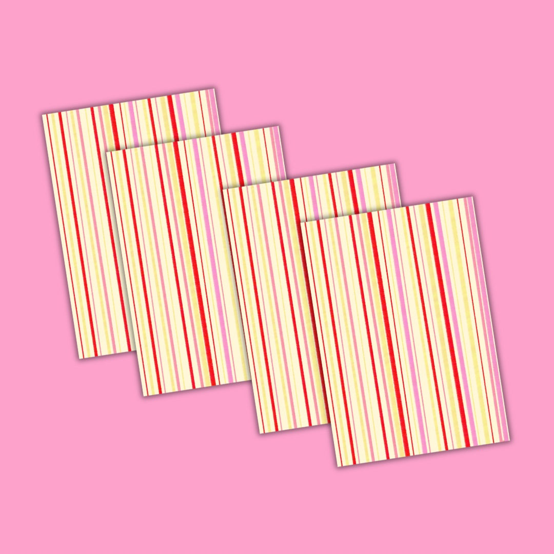 Self Adhesive Craft Paper Pack of 4 - Single designs Pink stripes