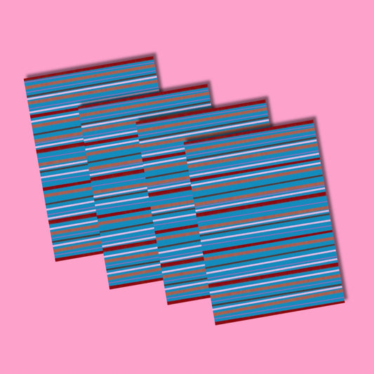 Self Adhesive Craft Paper Pack of 4 - Single designs Blue stripes